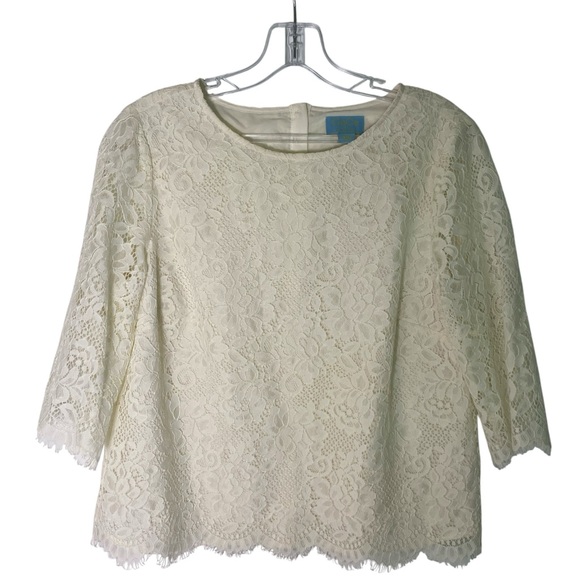 CeCe Elegant Lace 3/4 Sleeve Women’s Blouse Size S - Picture 2 of 8